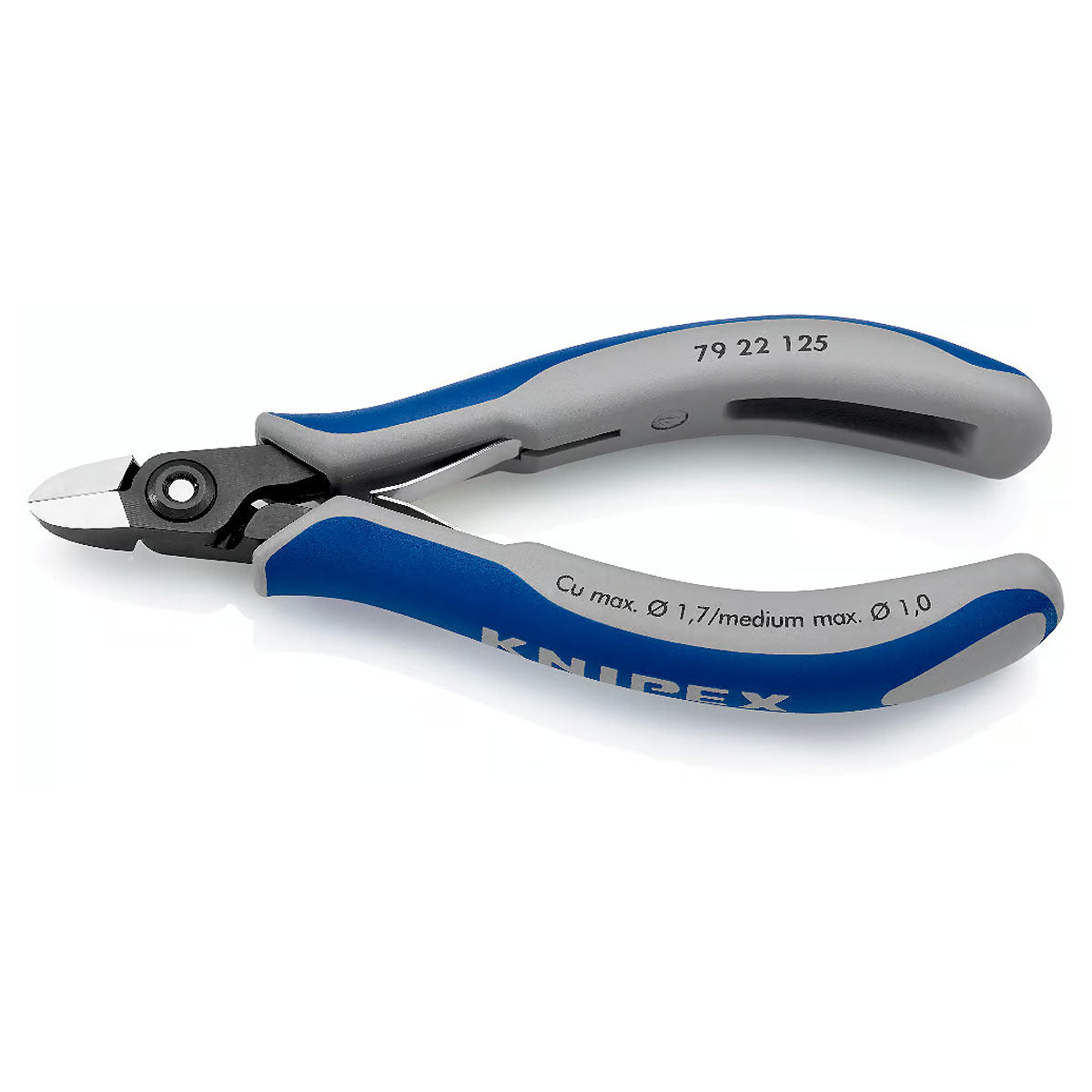 Kìm cắt linh kiện điện tử, có nang trợ lực, đầu mũi tròn KNIPEX 79 22 125 chiều dài 125mm, khả năng cắt từ 0.1mm - 1.7mm