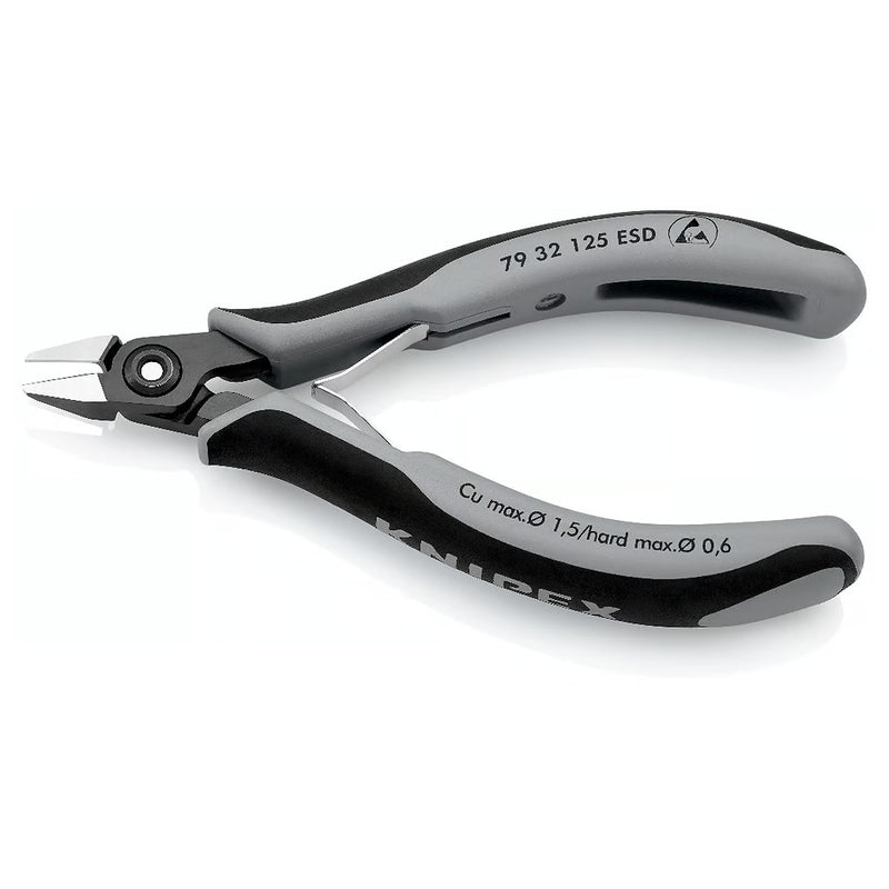Kìm cắt linh kiện điện tử, chống tĩnh điện, đầu mũi nhọn KNIPEX 79 32 125 ESD chiều dài 125mm, khả năng cắt từ 0.2mm - 1.5mm