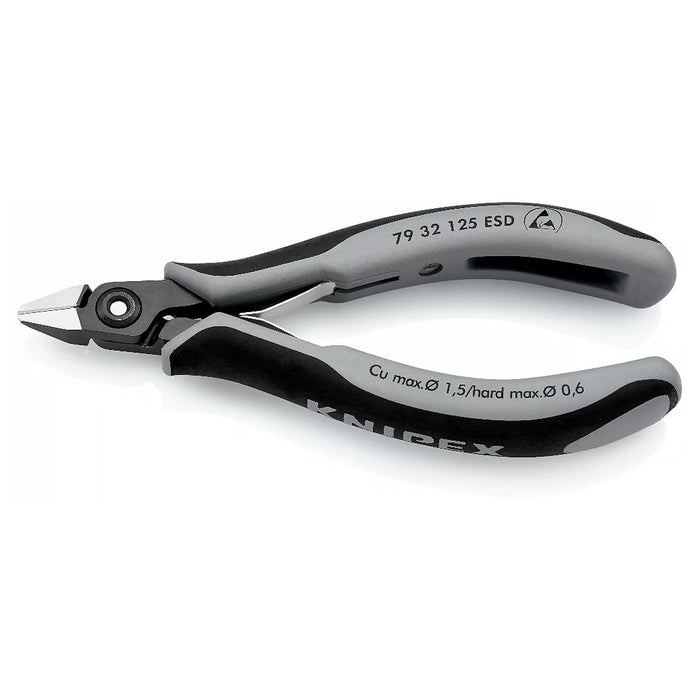 Kìm cắt linh kiện điện tử, chống tĩnh điện, đầu mũi nhọn KNIPEX 79 32 125 ESD chiều dài 125mm, khả năng cắt từ 0.2mm - 1.5mm