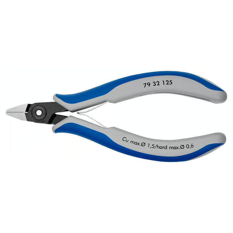 Kìm cắt linh kiện điện tử, có nang trợ lực, đầu mũi nhọn KNIPEX 79 32 125 chiều dài 125mm, khả năng cắt từ 0.2mm - 1.5mm