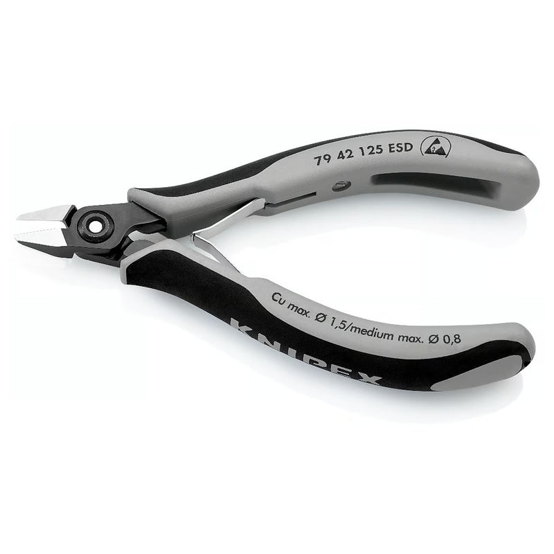 Kìm cắt linh kiện điện tử, chống tĩnh điện, đầu mũi nhọn KNIPEX 79 42 125 ESD chiều dài 125mm, khả năng cắt từ 0.1mm - 1.5mm