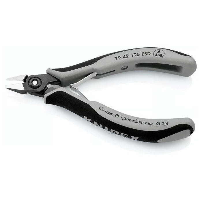 Kìm cắt linh kiện điện tử, chống tĩnh điện, đầu mũi nhọn KNIPEX 79 42 125 ESD chiều dài 125mm, khả năng cắt từ 0.1mm - 1.5mm