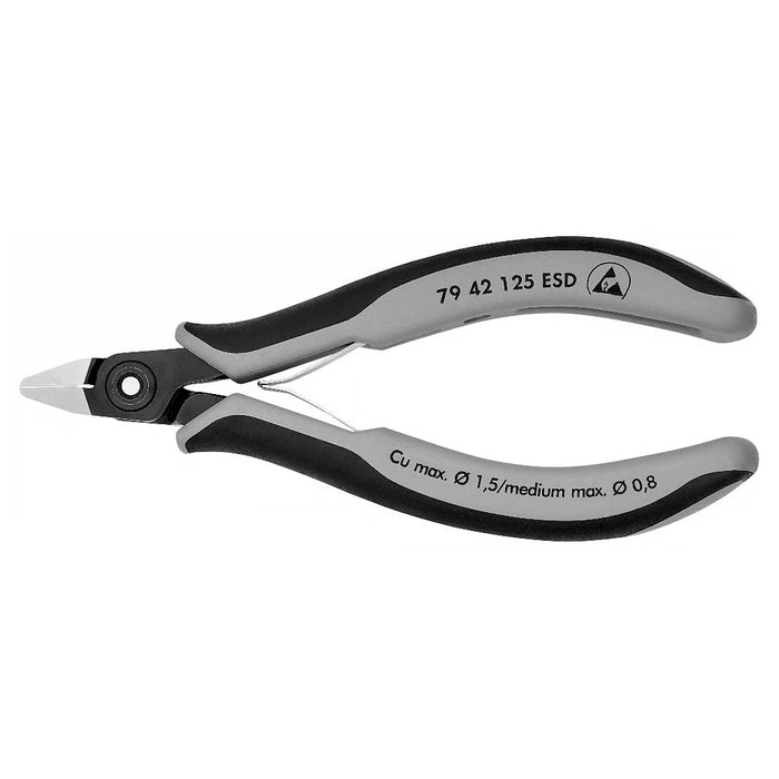Kìm cắt linh kiện điện tử, chống tĩnh điện, đầu mũi nhọn KNIPEX 79 42 125 ESD chiều dài 125mm, khả năng cắt từ 0.1mm - 1.5mm