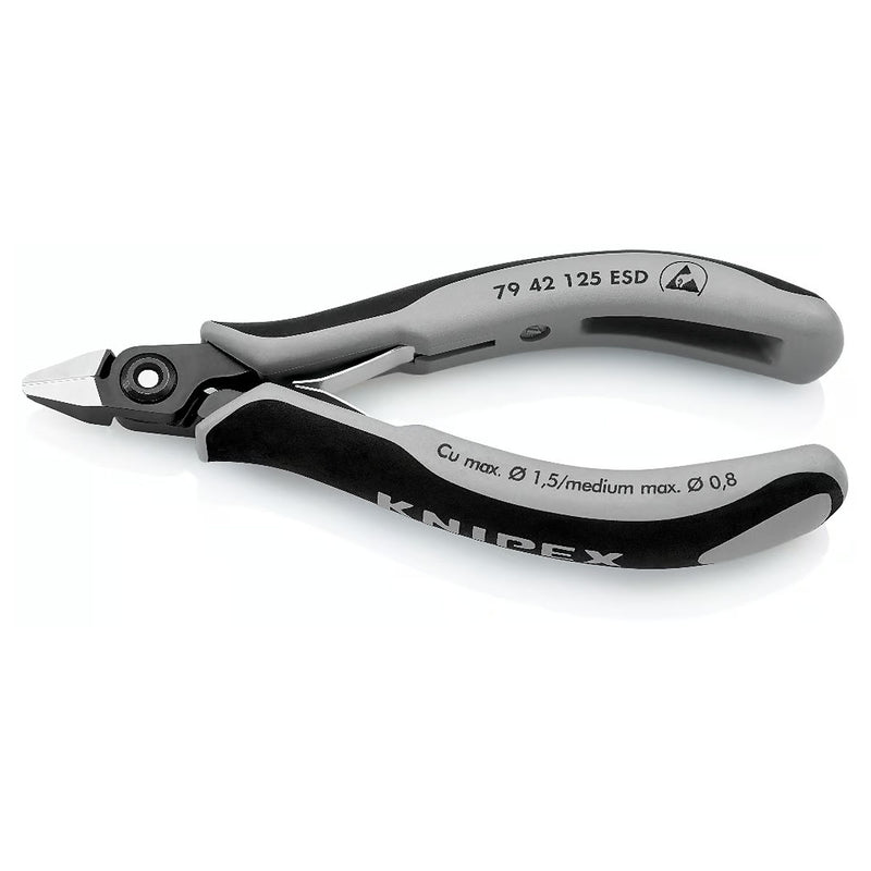 Kìm cắt linh kiện điện tử, chống tĩnh điện, đầu mũi nhọn KNIPEX 79 42 125 ESD chiều dài 125mm, khả năng cắt từ 0.1mm - 1.5mm