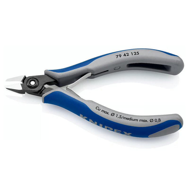 Kìm cắt linh kiện điện tử, có nang trợ lực, đầu mũi nhọn KNIPEX 79 42 125 chiều dài 125mm, khả năng cắt từ 0.1mm - 1.5mm