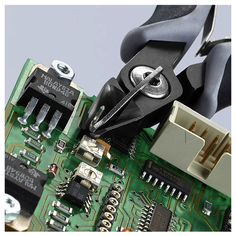 Kìm cắt linh kiện điện tử, chống tĩnh điện, có kẹp giữ dây, đầu mũi nhọn KNIPEX 79 52 125 ESD chiều dài 125mm, khả năng cắt từ 0.2mm - 1.3mm