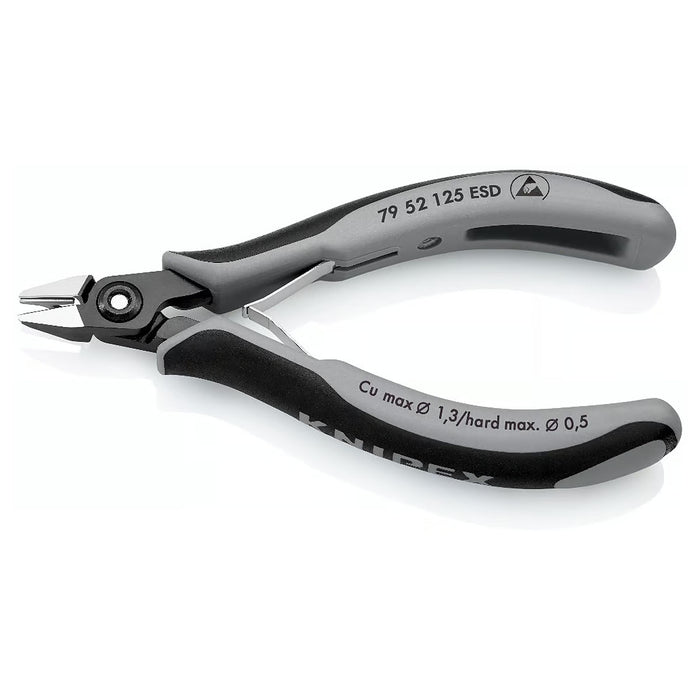 Kìm cắt linh kiện điện tử, chống tĩnh điện, có kẹp giữ dây, đầu mũi nhọn KNIPEX 79 52 125 ESD chiều dài 125mm, khả năng cắt từ 0.2mm - 1.3mm