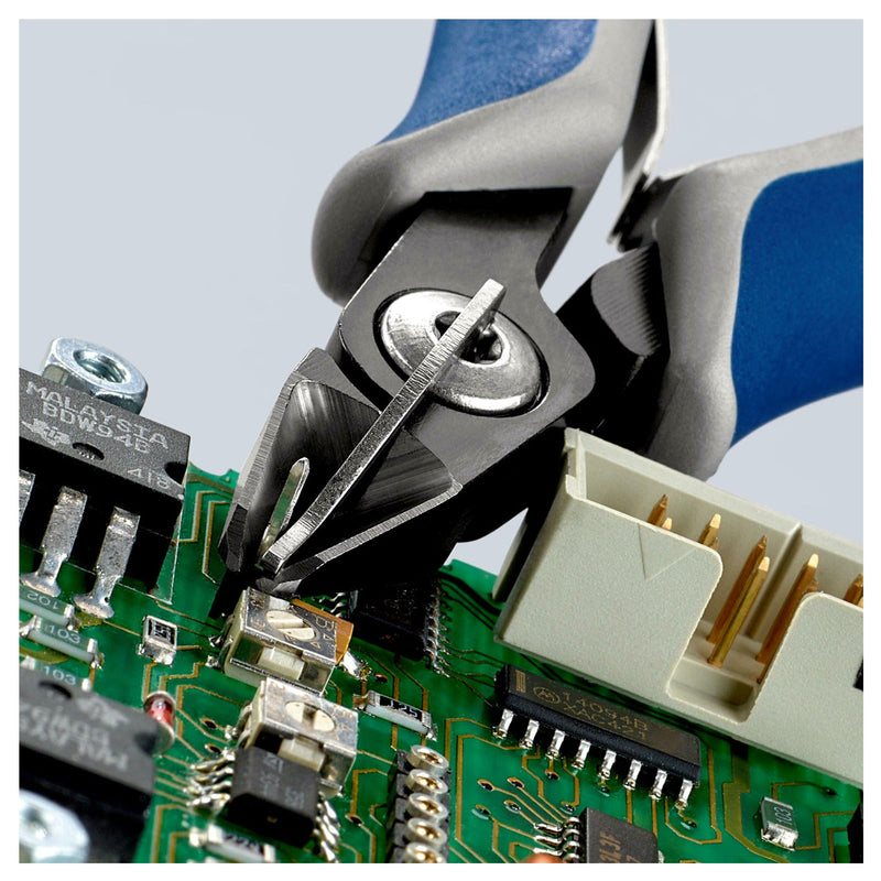 Kìm cắt linh kiện điện tử, có nang trợ lực, tích hợp kẹp giữ dây, đầu mũi nhọn KNIPEX 79 52 125 chiều dài 125mm, khả năng cắt từ 0.2mm - 1.3mm