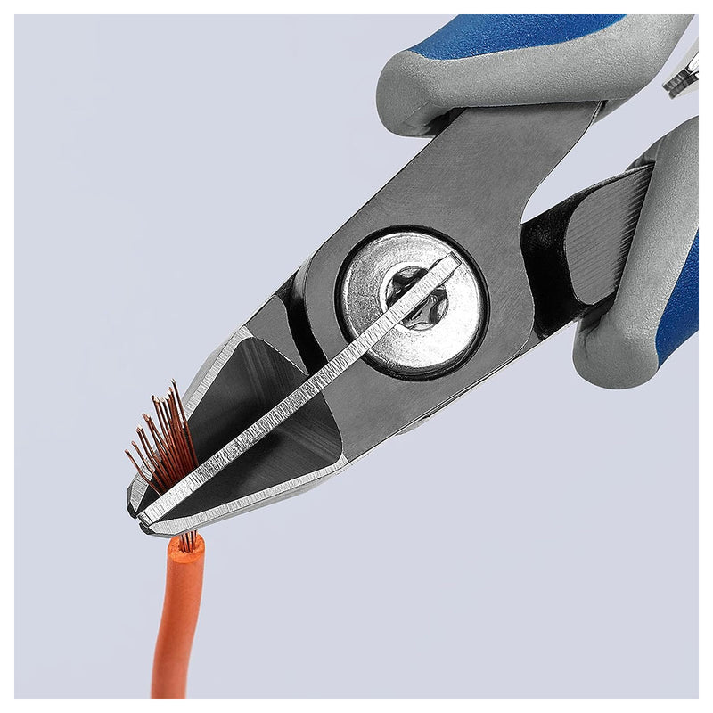 Kìm cắt linh kiện điện tử, có nang trợ lực, tích hợp kẹp giữ dây, đầu mũi nhọn KNIPEX 79 52 125 chiều dài 125mm, khả năng cắt từ 0.2mm - 1.3mm