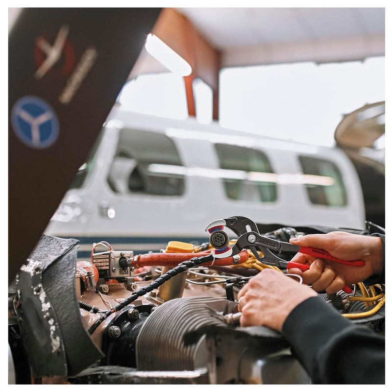 Kìm mỏ quạ, chuyên dùng mở ống Siphone có ngàm nhựa tích hợp KNIPEX 81 11 250 chiều dài 250mm, mạ đen nhám, tay cầm bọc nhựa chống trượt