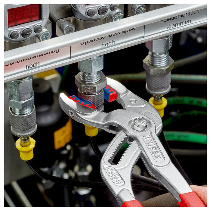 Kìm mỏ quạ, chuyên dùng mở ống Siphone có ngàm nhựa tích hợp KNIPEX 81 13 250 chiều dài 250mm, mạ Chrome, tay cầm bọc nhựa chống trượt