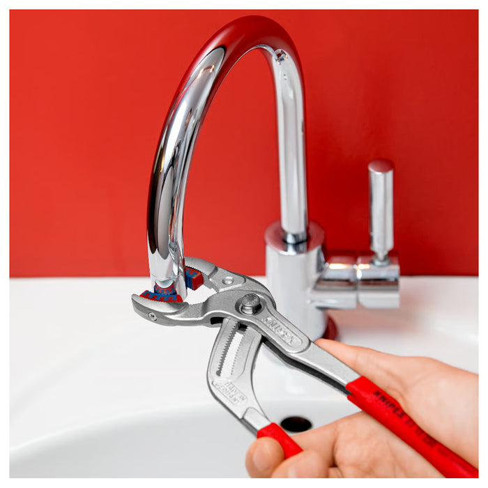 Kìm mỏ quạ, chuyên dùng mở ống Siphone có ngàm nhựa tích hợp KNIPEX 81 13 250 chiều dài 250mm, mạ Chrome, tay cầm bọc nhựa chống trượt