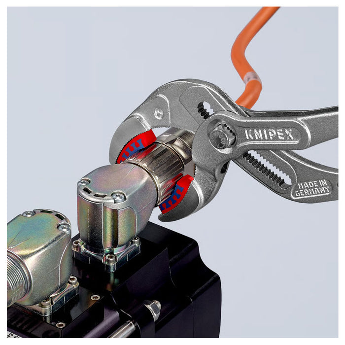 Kìm mỏ quạ, chuyên dùng mở ống Siphone có ngàm nhựa tích hợp KNIPEX 81 13 250 chiều dài 250mm, mạ Chrome, tay cầm bọc nhựa chống trượt