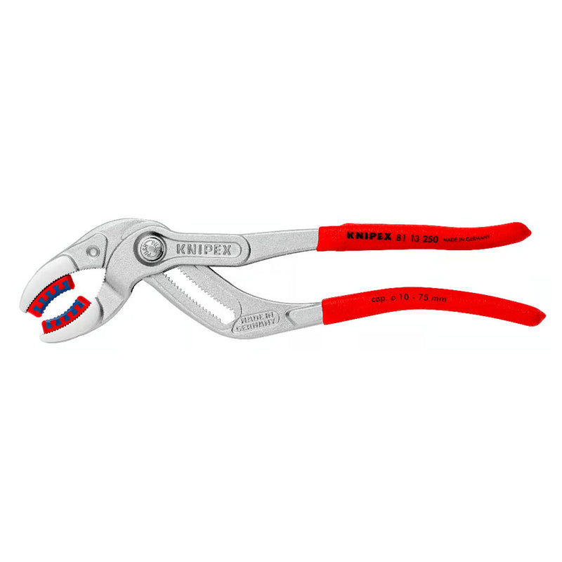 Kìm mỏ quạ, chuyên dùng mở ống Siphone có ngàm nhựa tích hợp KNIPEX 81 13 250 chiều dài 250mm, mạ Chrome, tay cầm bọc nhựa chống trượt