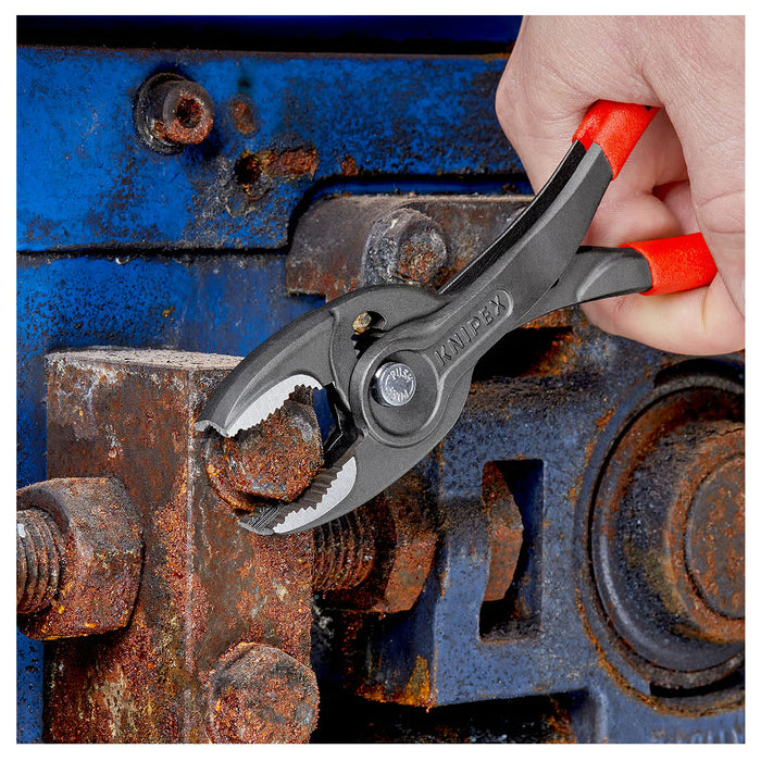 Kìm kẹp chuyên dụng mở ốc gỉ, sét dòng TwinGrip KNIPEX chiều dài từ 150mm - 250mm, mạ đen nhám, tay cầm bọc nhựa kháng dầu mở