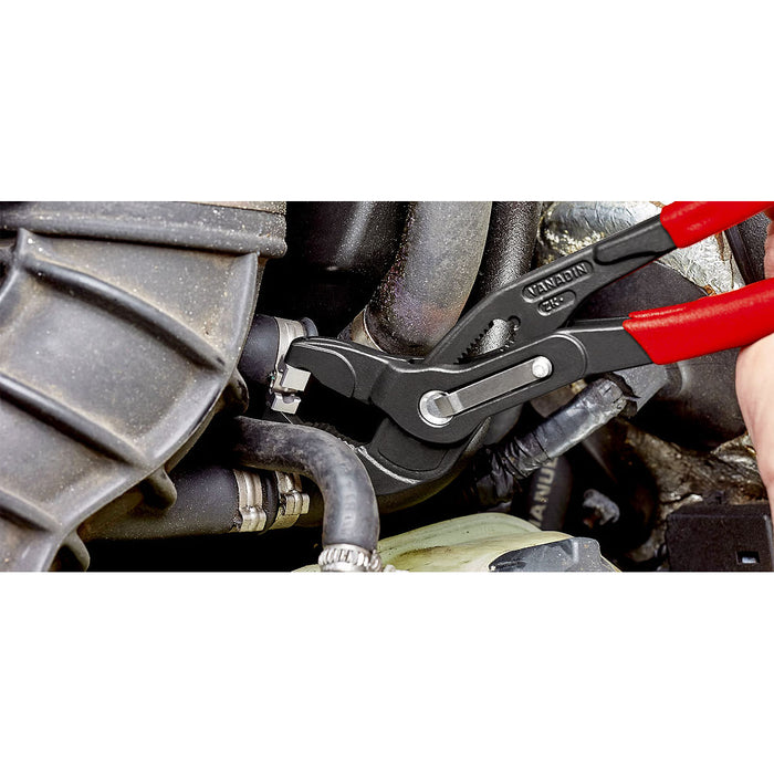 Kìm mỏ quạ, chuyên dùng tháo lắp cổ dê KNIPEX chiều dài từ 180mm - 250mm, mạ đen nhám, tay cầm bọc nhựa chống trượt