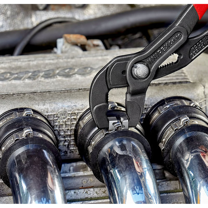 Kìm mỏ quạ, chuyên dùng tháo lắp cổ dê KNIPEX chiều dài từ 180mm - 250mm, mạ đen nhám, tay cầm bọc nhựa chống trượt