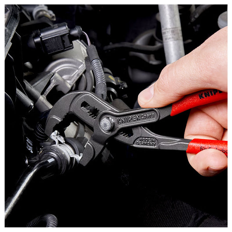 Kìm mỏ quạ, chuyên dùng tháo lắp cổ dê KNIPEX chiều dài từ 180mm - 250mm, mạ đen nhám, tay cầm bọc nhựa chống trượt
