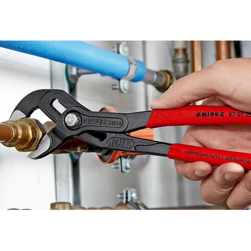 Kìm mỏ quạ dòng Cobra High-Tech KNIPEX chiều dài từ 125mm - 300mm, mạ đen nhám, tay cầm bọc nhựa chống trượt