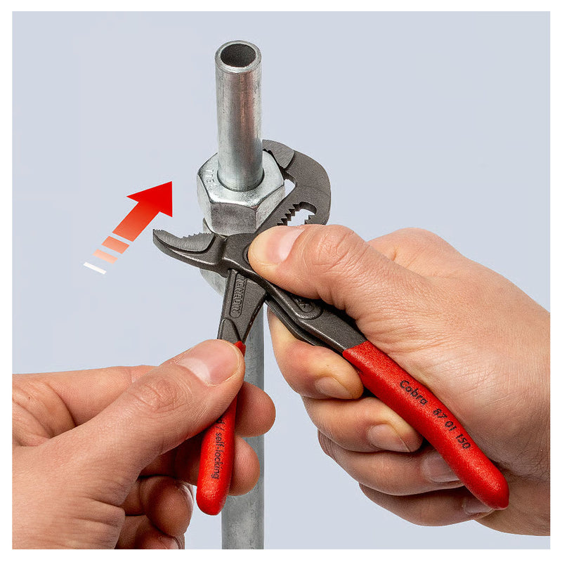 Kìm mỏ quạ dòng Cobra High-Tech KNIPEX chiều dài từ 125mm - 300mm, mạ đen nhám, tay cầm bọc nhựa chống trượt