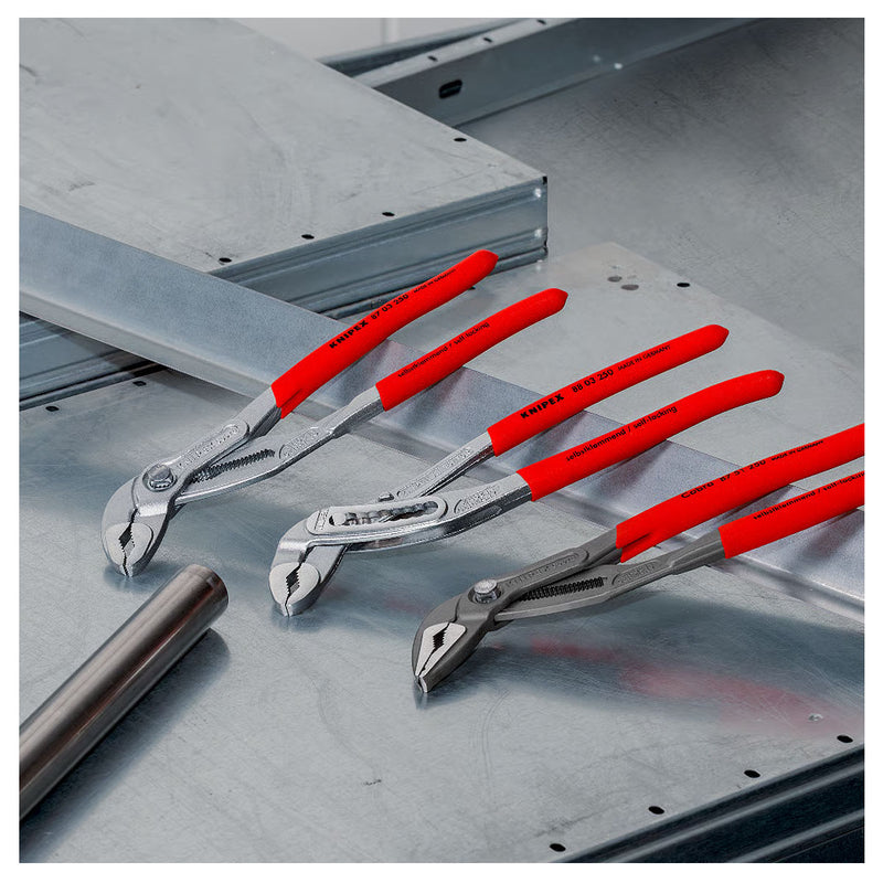 Kìm mỏ quạ dòng Cobra High-Tech KNIPEX chiều dài từ 125mm - 300mm, mạ Chrome, tay cầm bọc nhựa chống trượt