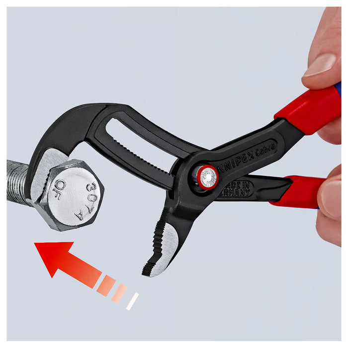 Kìm mỏ quạ dòng Cobra QuickSet KNIPEX 87 22 250 chiều dài 250mm, mạ đen nhám, tay cầm bọc nhựa chống trượt