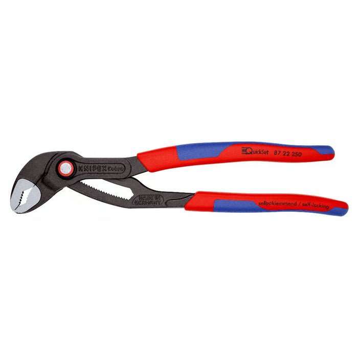 Kìm mỏ quạ dòng Cobra QuickSet KNIPEX 87 22 250 chiều dài 250mm, mạ đen nhám, tay cầm bọc nhựa chống trượt