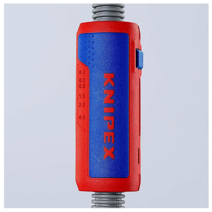Dụng cụ cắt ống ruột gà tích hợp lỗ tuốt dây điện TwistCut KNIPEX 90 22 02 SB chiều dài 100mm, đường kính cắt từ 13mm - 32mm