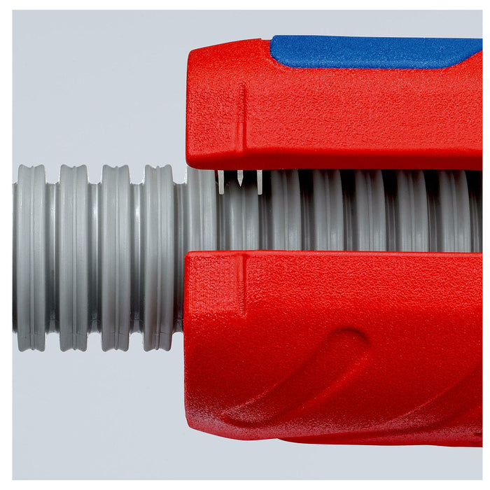 Dụng cụ cắt ống ruột gà tích hợp lỗ tuốt dây điện TwistCut KNIPEX 90 22 02 SB chiều dài 100mm, đường kính cắt từ 13mm - 32mm