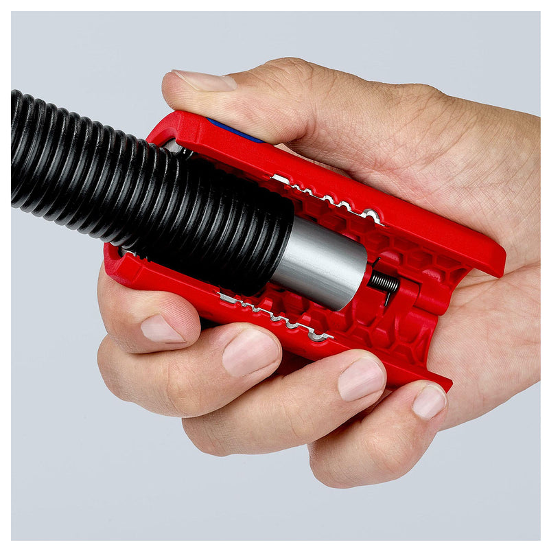 Dụng cụ cắt ống ruột gà tích hợp lỗ tuốt dây điện TwistCut KNIPEX 90 22 02 SB chiều dài 100mm, đường kính cắt từ 13mm - 32mm