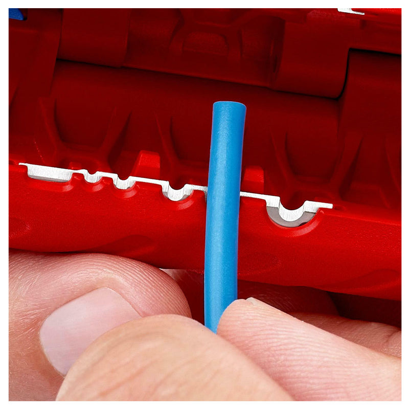 Dụng cụ cắt ống ruột gà tích hợp lỗ tuốt dây điện TwistCut KNIPEX 90 22 02 SB chiều dài 100mm, đường kính cắt từ 13mm - 32mm