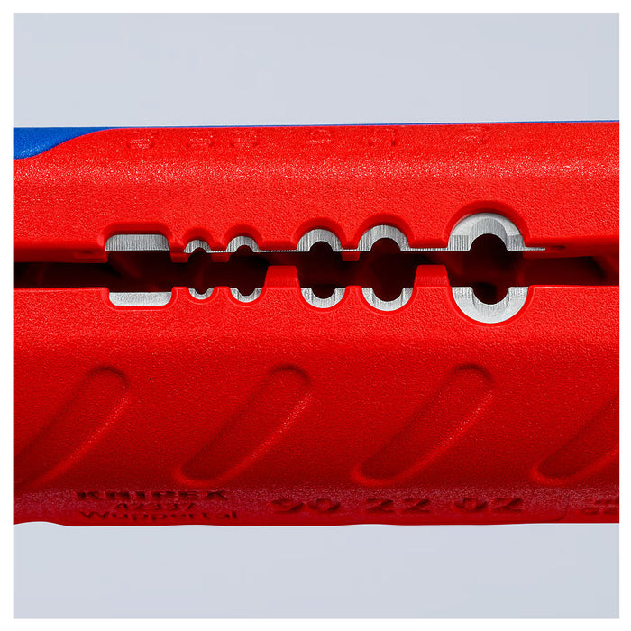 Dụng cụ cắt ống ruột gà tích hợp lỗ tuốt dây điện TwistCut KNIPEX 90 22 02 SB chiều dài 100mm, đường kính cắt từ 13mm - 32mm