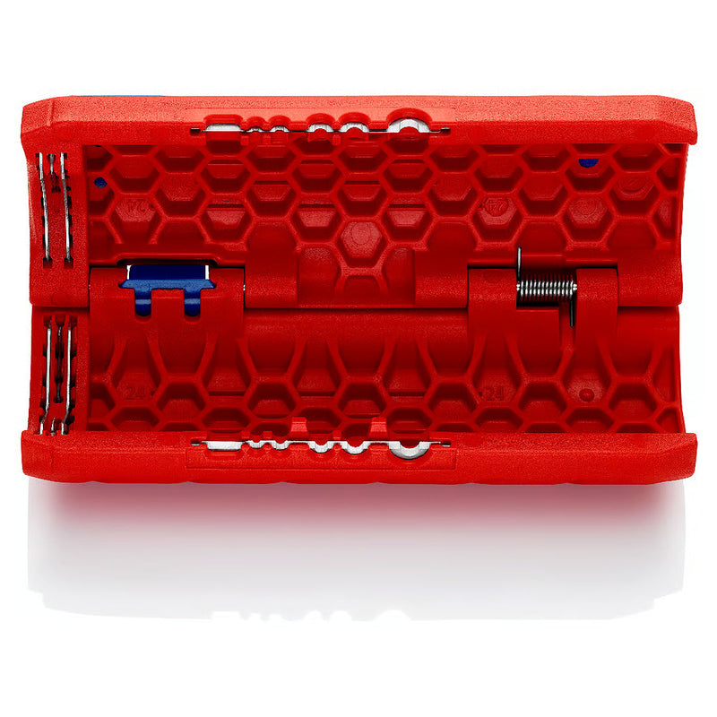 Dụng cụ cắt ống ruột gà tích hợp lỗ tuốt dây điện TwistCut KNIPEX 90 22 02 SB chiều dài 100mm, đường kính cắt từ 13mm - 32mm