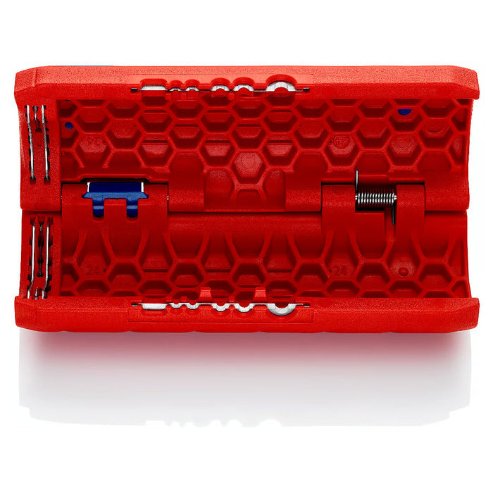 Dụng cụ cắt ống ruột gà tích hợp lỗ tuốt dây điện TwistCut KNIPEX 90 22 02 SB chiều dài 100mm, đường kính cắt từ 13mm - 32mm