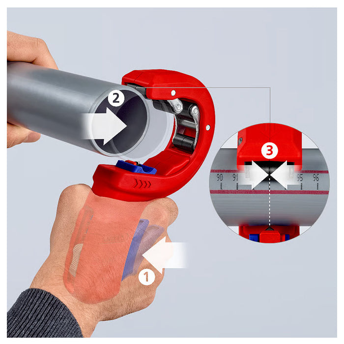 Dao cắt ống nhựa DPT50 KNIPEX 90 23 02 BK chiều dài 202mm, đường kính cắt từ 32mm - 50mm ( bản nâng cấp của DP50 )