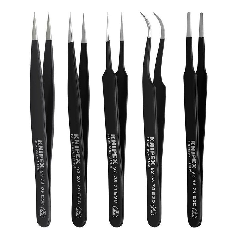Bộ nhíp gắp linh kiện điện tử, chống tĩnh điện 5 chi tiết KNIPEX 92 00 01 ESD