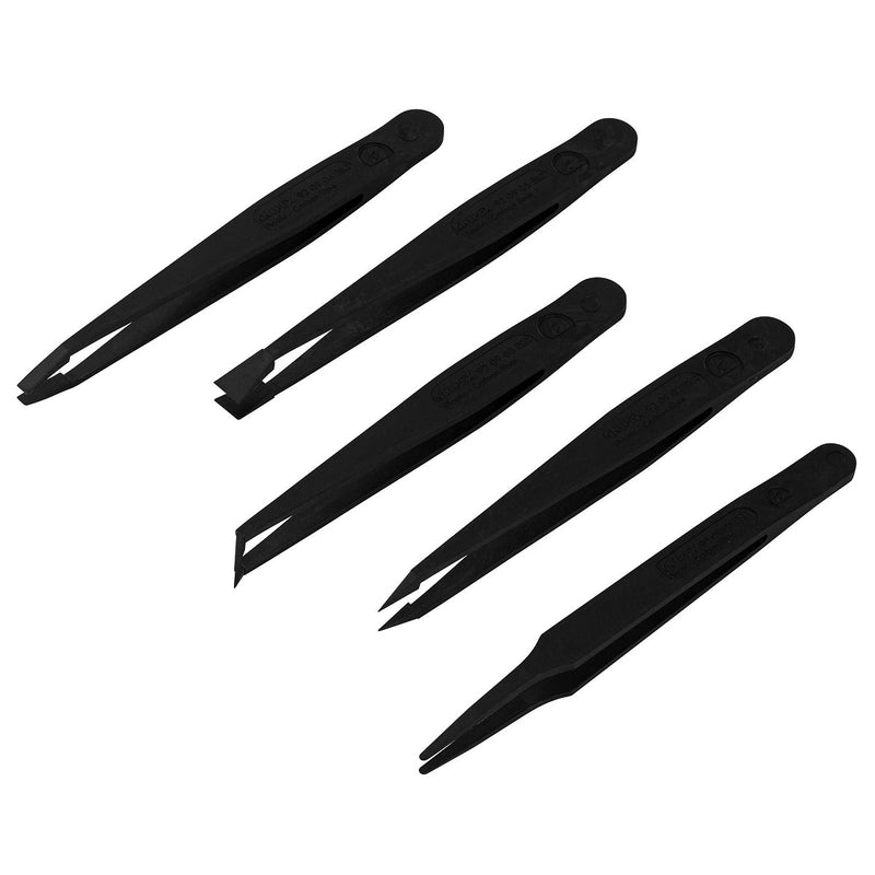 Bộ nhíp gắp linh kiện điện tử, chống tĩnh điện 5 chi tiết KNIPEX 92 00 05 ESD chất liệu nhựa gia cường Carbon