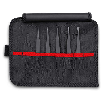 Bộ nhíp gắp linh kiện điện tử, chống tĩnh điện 5 chi tiết KNIPEX 92 00 05 ESD chất liệu nhựa gia cường Carbon