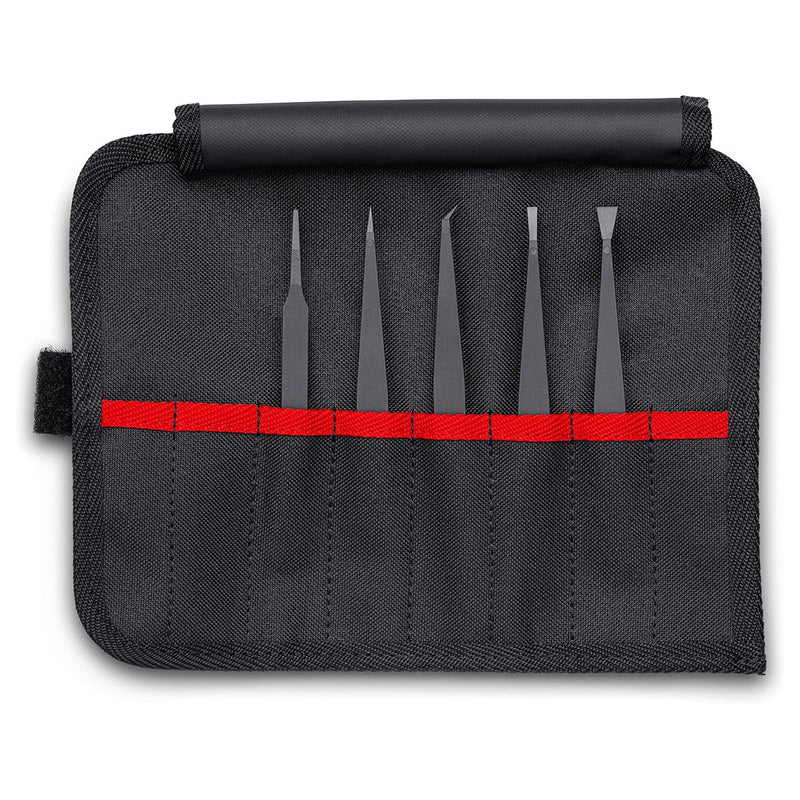 Bộ nhíp gắp linh kiện điện tử, chống tĩnh điện 5 chi tiết KNIPEX 92 00 05 ESD chất liệu nhựa gia cường Carbon