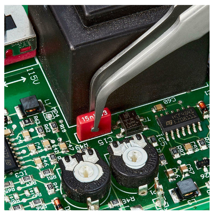 Nhíp gắp linh kiện điện tử SMD, mũi cong 45° KNIPEX 92 01 01 kích thước đầu mũi 0.33 x 1.6mm