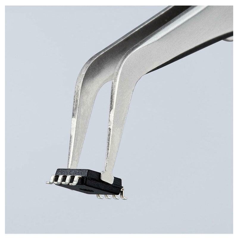 Nhíp gắp linh kiện điện tử SMD, mũi cong 45° KNIPEX 92 01 01 kích thước đầu mũi 0.33 x 1.6mm