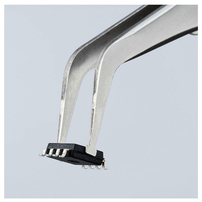 Nhíp gắp linh kiện điện tử SMD, mũi cong 45° KNIPEX 92 01 01 kích thước đầu mũi 0.33 x 1.6mm