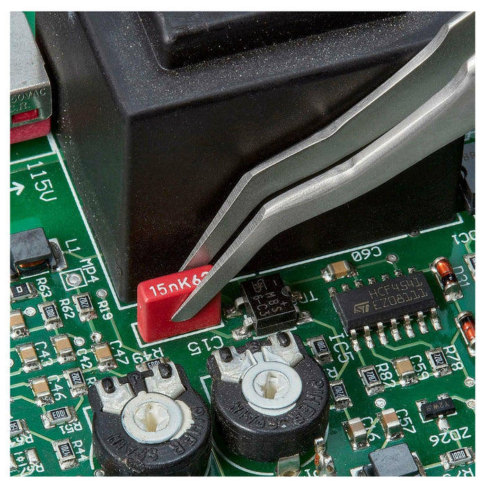 Nhíp gắp linh kiện điện tử SMD, mũi cong 35° KNIPEX 92 01 02 kích thước đầu mũi 0.15 x 1.5mm