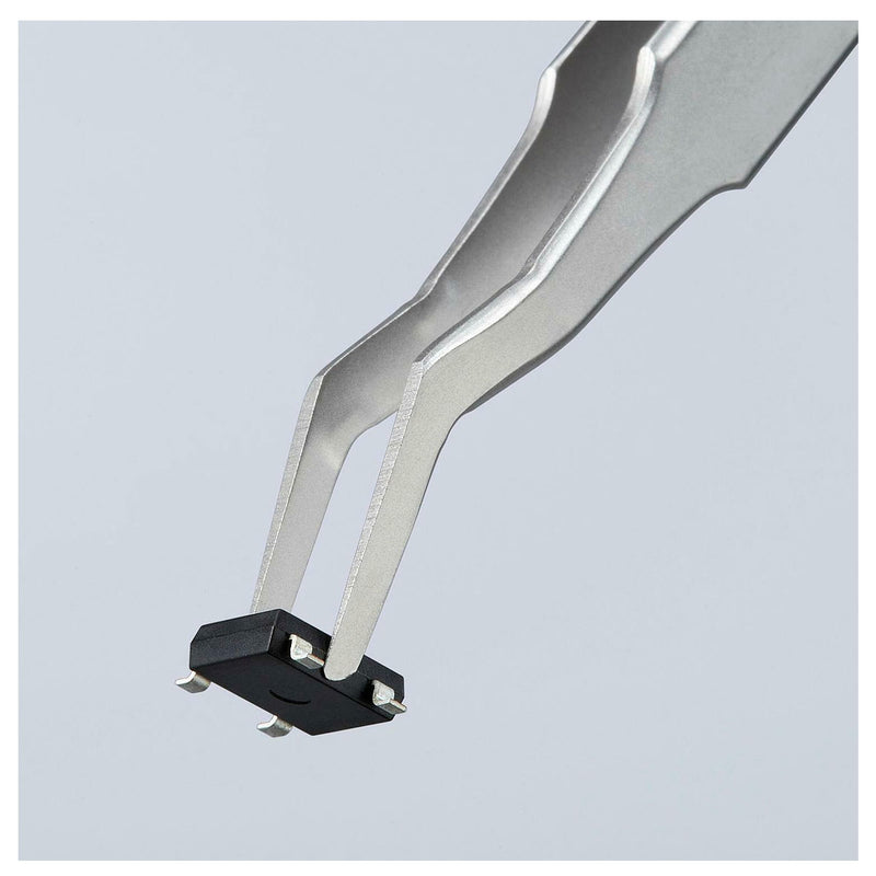 Nhíp gắp linh kiện điện tử SMD, mũi cong 35° KNIPEX 92 01 02 kích thước đầu mũi 0.15 x 1.5mm