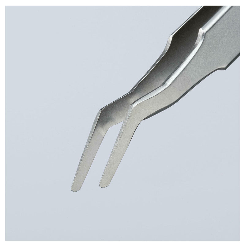 Nhíp gắp linh kiện điện tử SMD, mũi cong 35° KNIPEX 92 01 02 kích thước đầu mũi 0.15 x 1.5mm