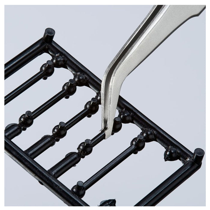 Nhíp gắp linh kiện điện tử SMD, mũi cong 45° KNIPEX 92 01 04 kích thước đầu mũi 0.5 x 1.5mm