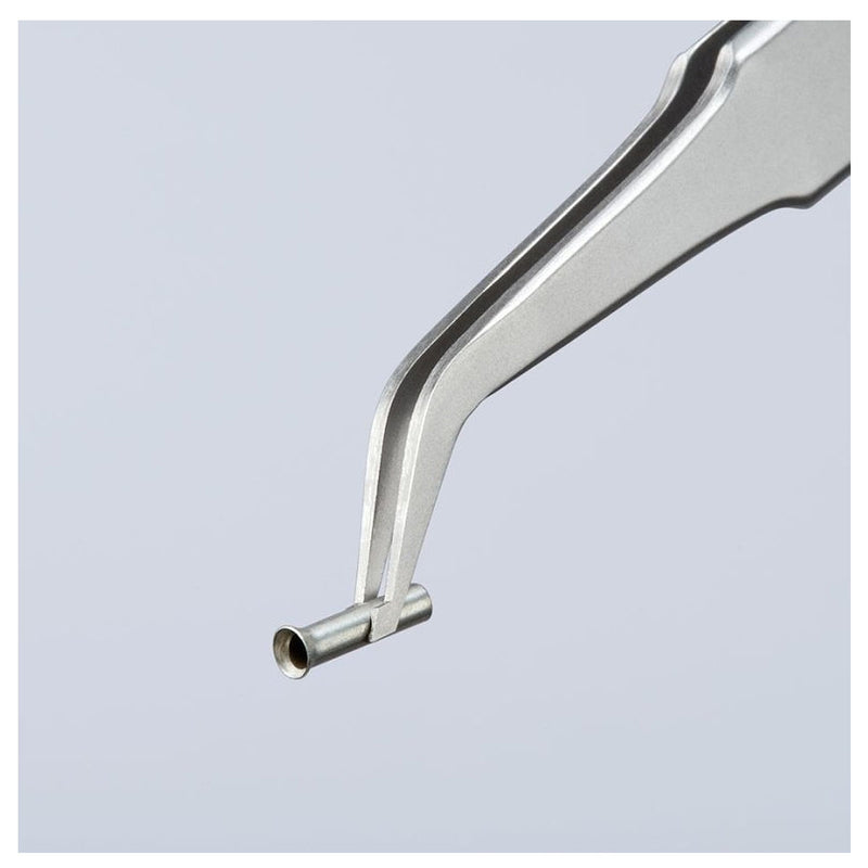 Nhíp gắp linh kiện điện tử SMD, mũi cong 45° KNIPEX 92 01 04 kích thước đầu mũi 0.5 x 1.5mm