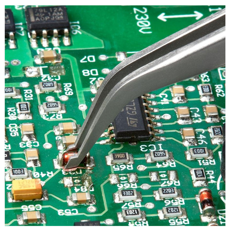 Nhíp gắp linh kiện điện tử SMD, mũi cong 45° KNIPEX 92 01 04 kích thước đầu mũi 0.5 x 1.5mm