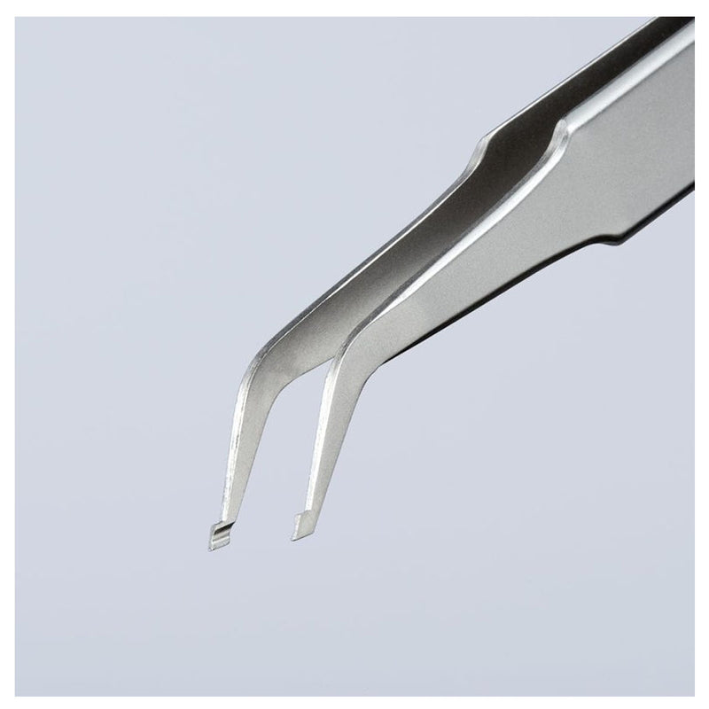 Nhíp gắp linh kiện điện tử SMD, mũi cong 45° KNIPEX 92 01 04 kích thước đầu mũi 0.5 x 1.5mm