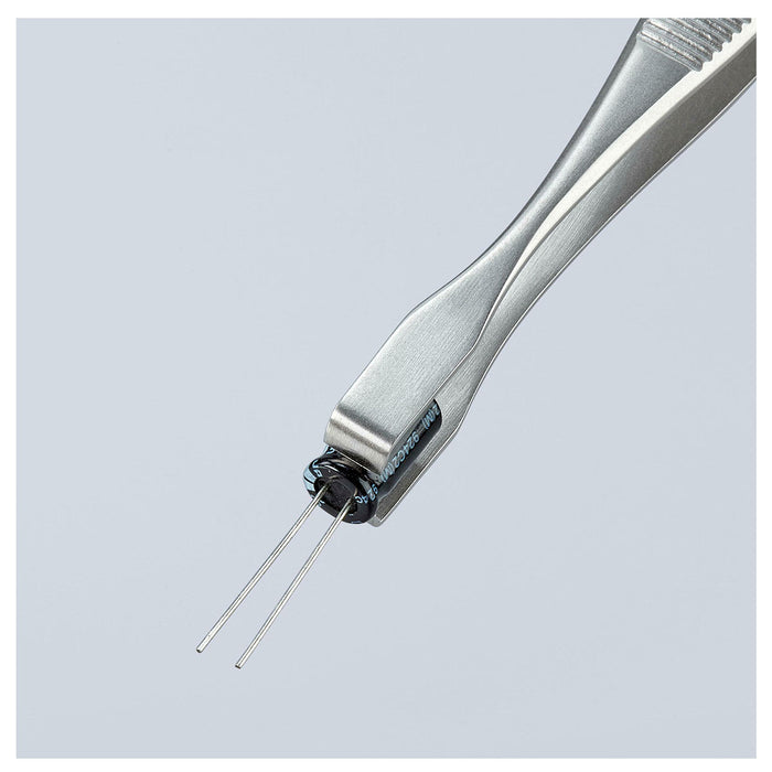 Nhíp gắp linh kiện điện tử THT/PIH, mũi cong 90° KNIPEX 92 01 07 kích thước 3.5 x 5.8mm